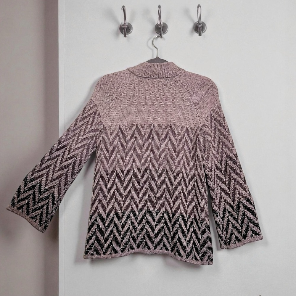JM Collection Chevron Chunky Knit Cardigan. Size PM - Picture 2 of 11